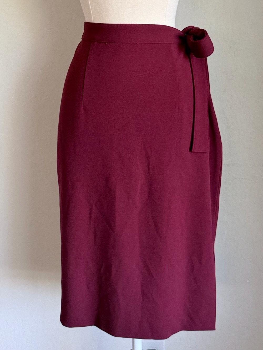 Express Women's Burgundy Tie-Waist Pencil Skirt Stretchy, Sz 12? See Measurement